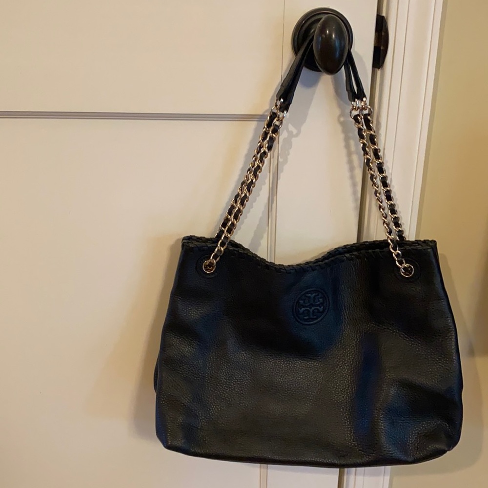 Tory Burch black leather bag with gold links
